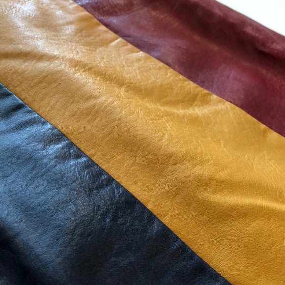 Leather Tri-Color Mini Skirt - Picture 3 of 3